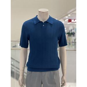 [바쏘옴므]WSZ2WT33A 블루네이비 메쉬 면 카라 반팔 니트_CA