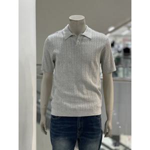 [바쏘옴므]WSZ2WT32A 오트밀 그레이 메쉬 면 카라 반팔 니트_CA