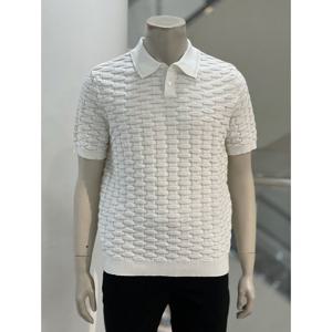 [바쏘옴므]WSZ2WT31A 아이보리 면스판 카라 반팔 니트_CA