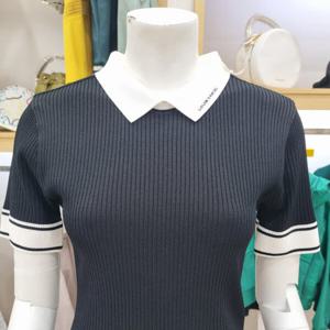 [루이까스텔]여성 골지스판 카라 반팔니트7LDSW402B_OD