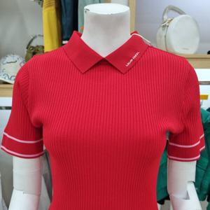 [루이까스텔]여성 골지스판 카라 반팔니트7LDSW402R_OD