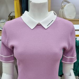 [루이까스텔]여성 골지스판 카라 반팔니트7LDSW402P_OD