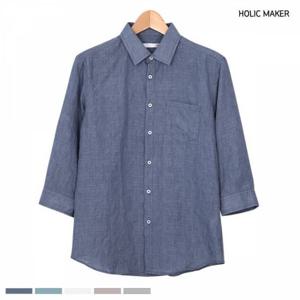 [모로엠]홀릭메이커 남자 린넨 7부 셔츠 캐주얼 DMG-SHA-Q437336