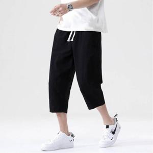 [모로엠]바람통 남자 여름 린넨 바지 7부 배기핏 DMG-PTA-Q42263