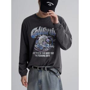 (455841LY34) [에잇세컨즈] 빈티지 가먼트다잉 긴소매 티셔츠  애쉬