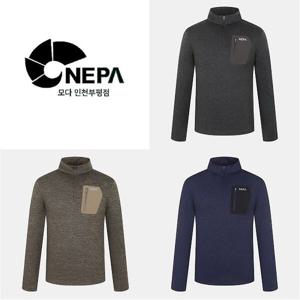 [네파]남성 까르비코 멜란지 집업 티셔츠_7I55402A_BP