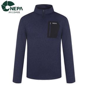 [네파]남성 까르비코 멜란지 집업 티셔츠_7I55402_BP