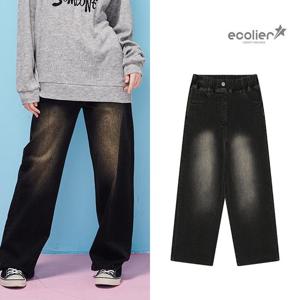 [에꼴리에]여자 가을신상 와이드 빈티지블랙 워싱진(25C0255)