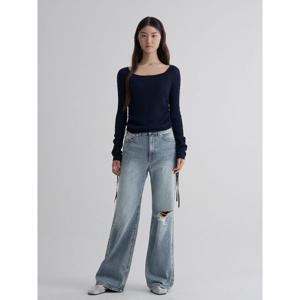 (355821LPFP) [에잇세컨즈] 데미지 부츠컷 데님  블루