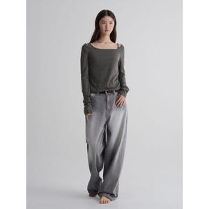 (355821LPD2) [에잇세컨즈] 워싱 와이드 경량데님  라이트 그레이