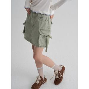 (165827DP8H) [에잇세컨즈] 카고 데님 미니 스커트  카키