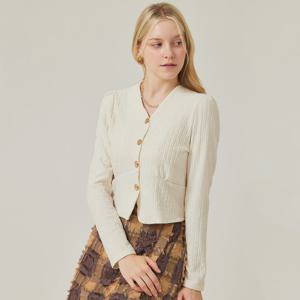 FOCUS  페미닌 셔링 텐션 블라우스 PBVFF5F1BL5021