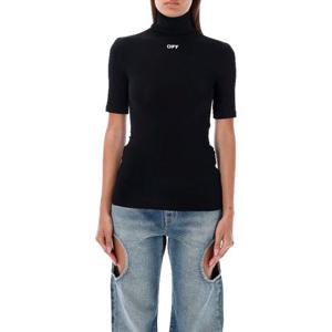 오프화이트 하이넥 반팔 티셔츠 OWAD137C99JER002 1001