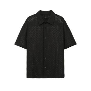 일꼬르소 25SS 제퍼 와플 크로셰 반팔 셔츠 블랙 IESH5E410BK