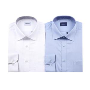 [예작(셔츠)]일반핏 긴소매 코튼 폴리 배색 솔리드 YJEFBR101-WH/BL