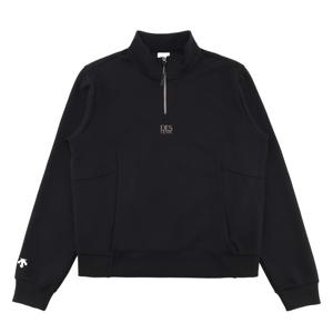 데상트 여성 셔링엠보 반집업 맨투맨 SP322UAN89BLK