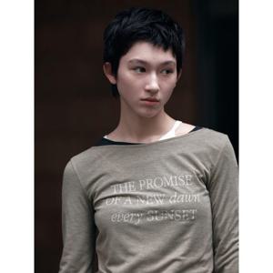 (355841LY54) [에잇세컨즈] 시어 긴소매 그래픽 티셔츠  애쉬