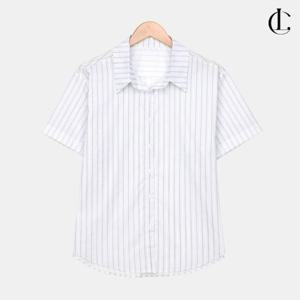 엘케이트 여성 반팔남방 드롭숄더 줄무늬 베이직 면 셔츠 LDEG001