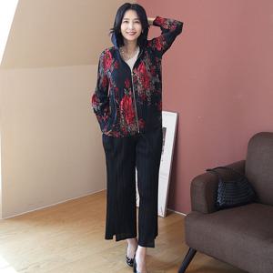 [쉬즈마담]J31657B꽃내음 플리츠 후드 자켓 60대 엄마옷