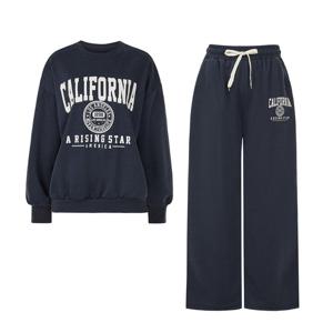 FOCUS   2SET  박시 맨투맨 티셔츠+레터링 팬츠 SET PBVFF5F1TS6541