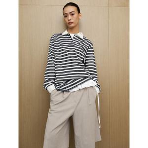 (165941AY3R) [에잇세컨즈] 스트라이프 폴로 티셔츠  네이비