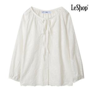 르샵  트임 리본넥 레이스 블라우스 (BP9BL012A)