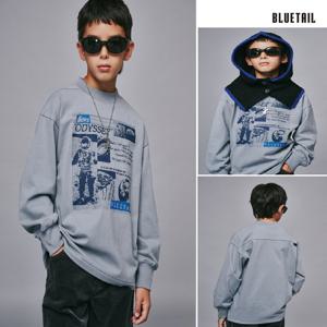 [블루테일]AZH1TS03GY 그레이 가로 절개 긴팔 티셔츠