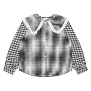 [에꼴리에]MARIO여아 체크 레이스 카라 블라우스 23A5651_BK