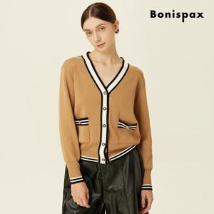 보니스팍스  V넥 배색 루즈핏 가디건 (XP9KG005M0)