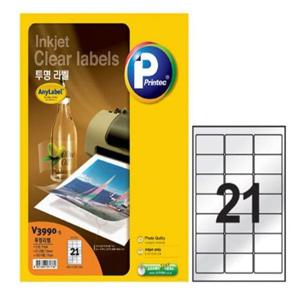 라벨지 투명 V3990 21칸 5매 프린텍