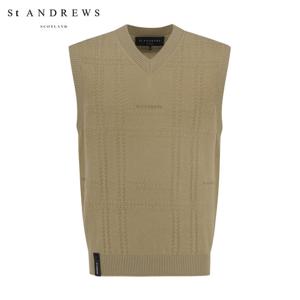 [세인트앤드류스] 남성 브이넥 체크 니트 베스트