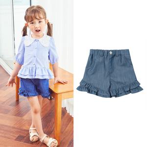 [게스키즈]진청 프릴 4부 해지 팬츠 (G35DAP060-T)