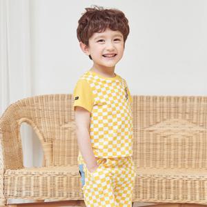 [게스키즈]체크 배색 곰돌이 티 (G34DBT020-T)