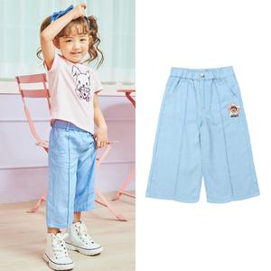 [게스키즈]연청 해지 와이드 팬츠 (G33DAP030-T)