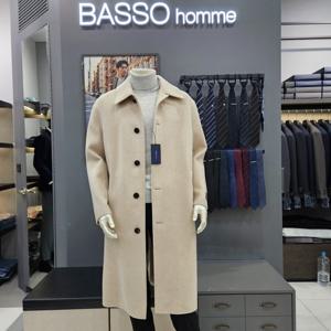 [바쏘옴므]심플 울캐시미어세미오버핏핸드메이드롱코트WSY4CJ23