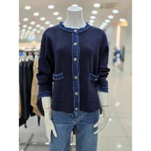 [더아이잗]데님 프린지 트리밍 버튼 니트 가디건 IR9M1CD841470
