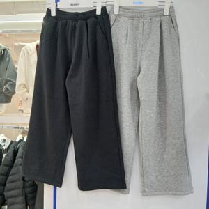 [에꼴리에][모다부평]벨로아 본딩 원턱  와이드 바지/25D0251/BK