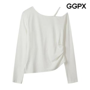 GGPX  하프 오프숄더 셔링 긴팔 티셔츠 (GPATS005F)