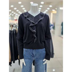 [더아이잗]프릴배색 울 혼방니트 IR9M1PO891BK10