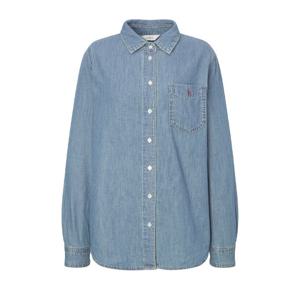 [헤지스]헤지스 여성 블루 워싱 면 긴소매셔츠 WSSH4C705B2