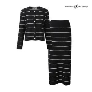 나인식스뉴욕  스트라이프 버튼 가디건 앤 스커트 셋업 (NPAST003M0)