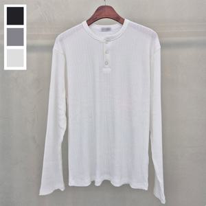 남자 간절기 골지 라운드 헨리넥 긴팔 니트 5C-KN-Q110-아이보리