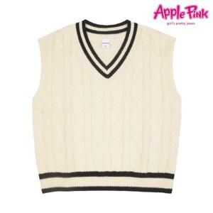[애플핑크]꽈베기 V넥 크롭 니트 베스트 (APK7R508GSI)