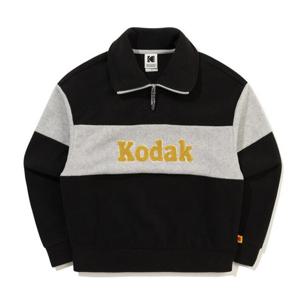 코닥 공용 컬러블럭 마이크로플리스 반집업 맨투맨 W B1 K5422EFSR1 BLK IVR MGR