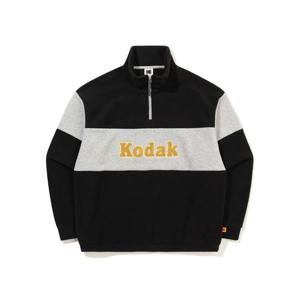 코닥 컬러블럭 마이크로플리스 반집업 맨투맨 B1 K5423EFSR1 BLK IVR MGR