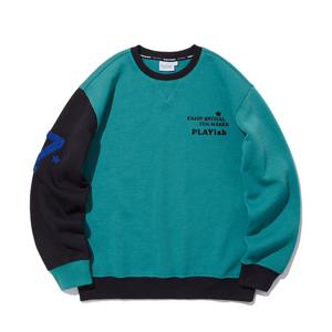 [인터크루]기모 소매 블럭 맨투맨 그린 ITX4TM02PGN0_CC