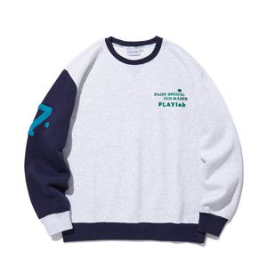 [인터크루]기모 소매 블럭 맨투맨 ITX4TM02PWG_CC