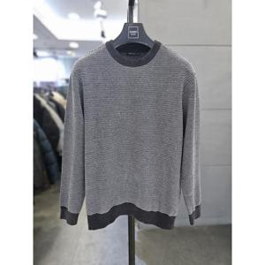 바쏘옴므 세이브존03 바쏘옴므 남자 그레이 와플 라운드 긴팔 니트 WSAFZ3WR13A