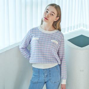 [코인코즈]코인코즈 배색 체크 패턴 라운드 니트_DZ4SP064