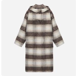 [써스데이아일랜드](T258MCT235W)체크 후드 더플 롱 코트